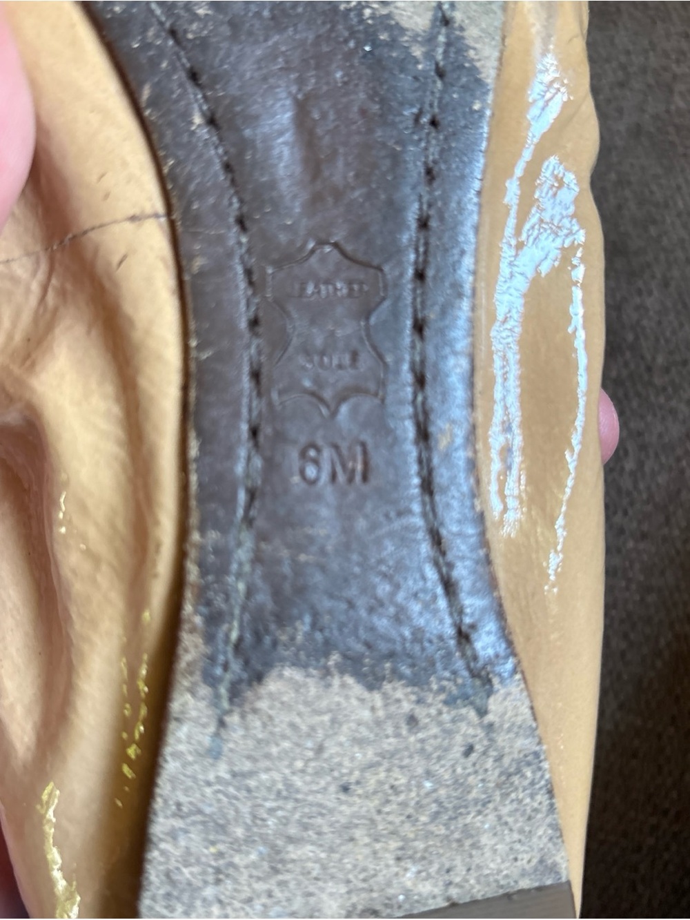 Tory Burch luxury Caroline beige patent leather gold Reva Logo Ballet Flats 6 - Picture 7 of 7